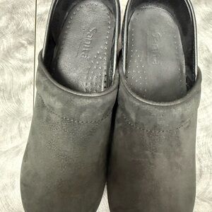 Sanita Black Suede Slip-On Clogs
